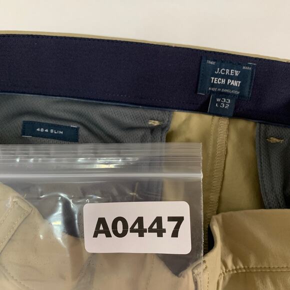 J Crew 33 Mens 484 Slim Fit Tech Pant Khaki Performance Everyday - Picture 3 of 11